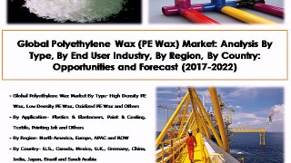 Global Polyethylene Wax (PE Wax) Market: Opportunities and Forecast (2017-2022) - Azoth Analytics