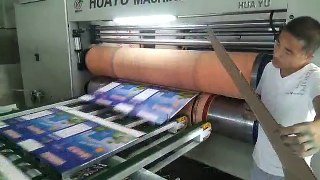 China HS full vacuum transfer 5 color printer dryer coater dryer die cutter machine