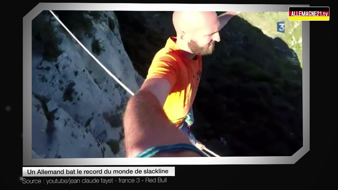 Un Allemand bat le record du monde de slackline