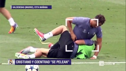 ¡Lucha grecorromana! La ‘pelea’ entre Coentrao y Cristiano Ronaldo en pleno entrenamiento