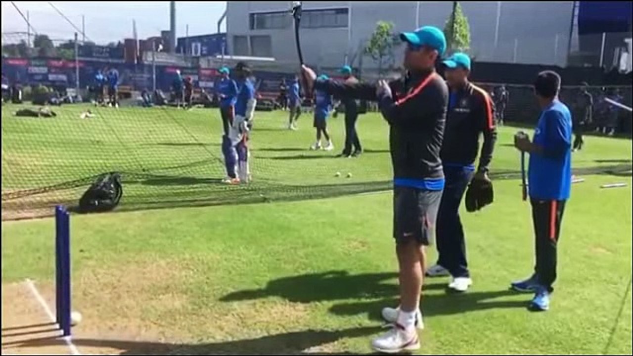 Ms dhoni bowling with side arm in nets and virat kohli in champions trophy