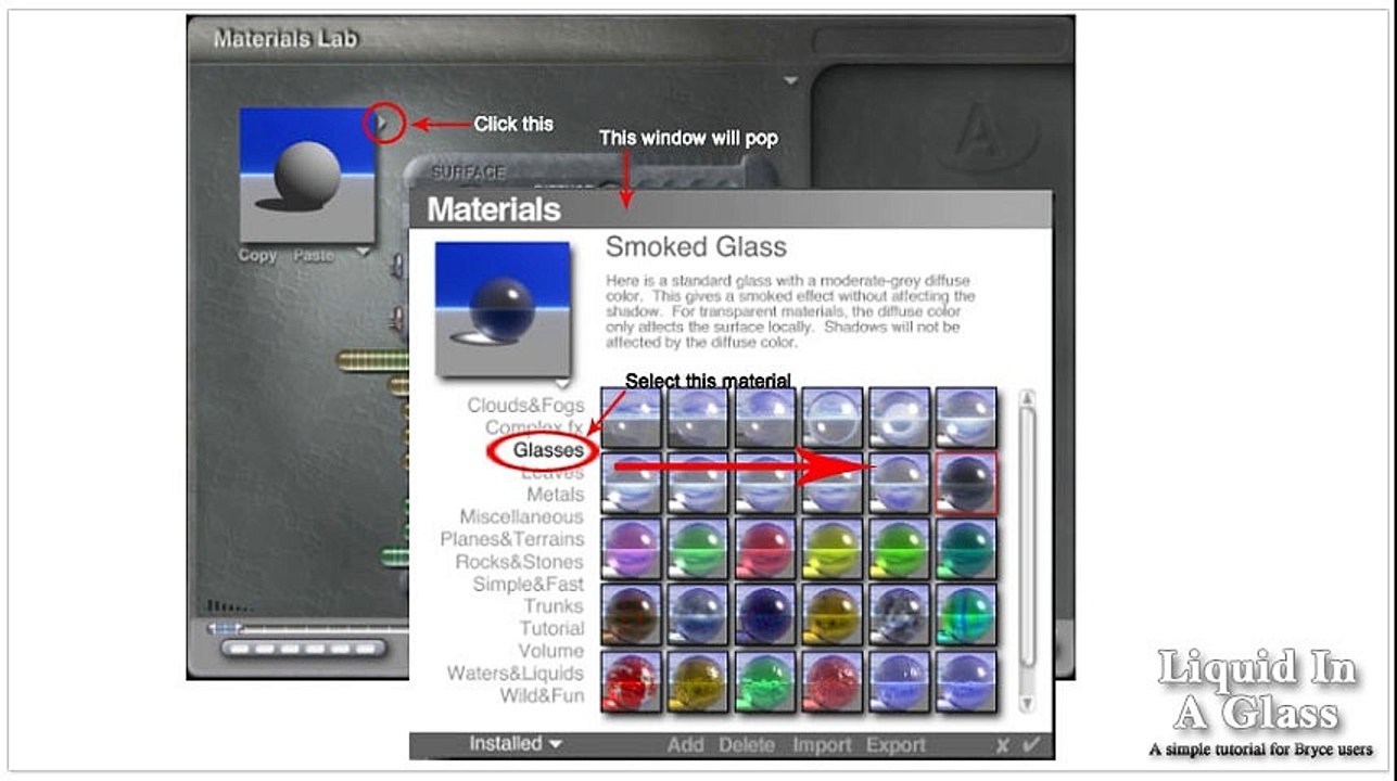 Bryce 3D Tutorial | Liquid ina Glass