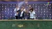 The players interrupted Zidane's press conference to shower him with champagne