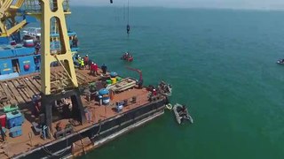 DRONE FOOTAGE -  WW2 American fighter aircraft lifted from the bottom of Kerch Strait