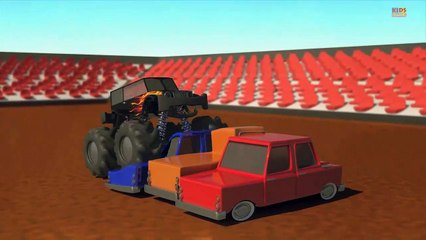 Monster truck _ Wheels on the monster trucks go round and round