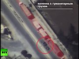 Russian MoD's drone video of a 'truck w/ heavy mortar gun' driving next to UN aid convoy in Aleppo