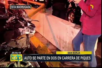 San Borja: auto se parte en dos en presunta carrera de piques