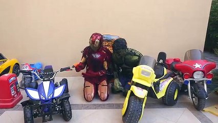 JOKER QUAD BIKE HIT Police Spiderman! w- Hulk Frozen Elsa Toys Funny Kids Movie