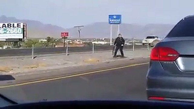 Une policière joue au chat et à la souris avec une émeu