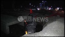 Ora News – Vlorë, punimet në autostradë, mjeti rrëzohet dhe bie në kanal