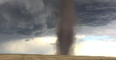 Large Tornado Damages Barn in Three Hills, Alberta