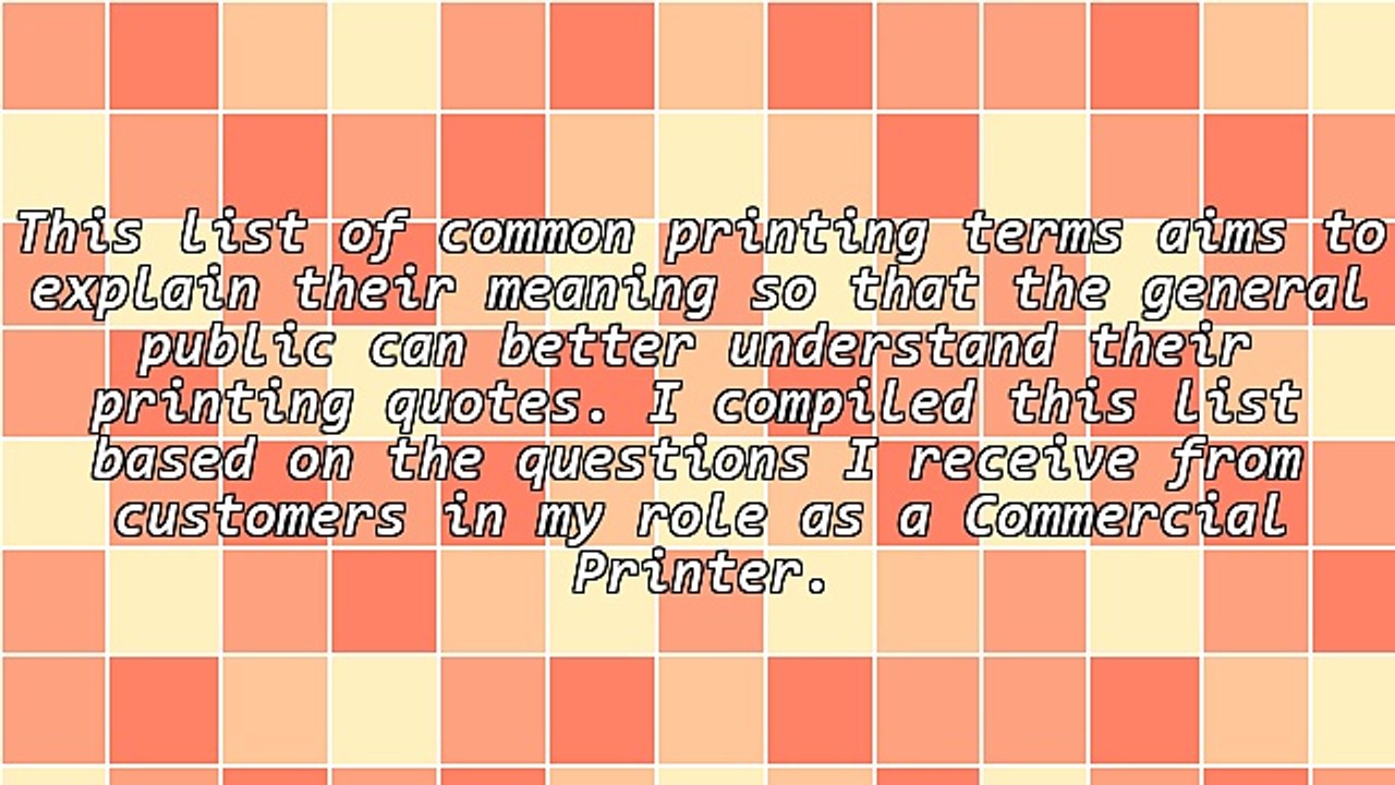 Printing Words and Terms Explained