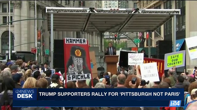 i24NEWS DESK | Trump supporters rally for ‘Pittsburgh not Paris‘ | Saturday, June 3rd 2017