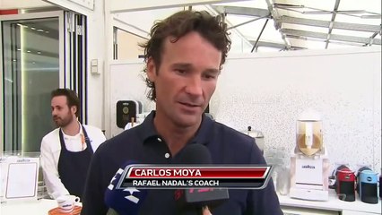 Carlos Moya and Toni Nadal Interview at RG, 30 May 2017 (+Rafa's practice)