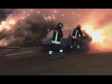 Porto Sant'Elpidio (FM) - Auto in fiamme al casello della A14 (03.06.17)