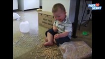 Funny Baby Laughs While Making A Mess with Cereal - Daily Heart Beat