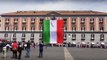 Napoli - Festa della Repubblica, drappo tricolore in Piazza Plebiscito (03.06.17)