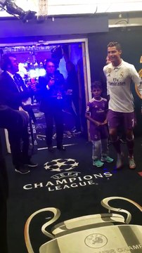 Cristiano Ronaldo and Sir Alex Ferguson after the game.