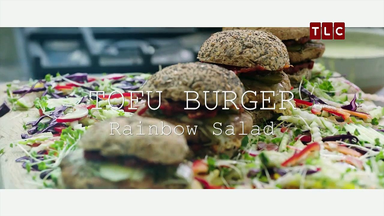 Tofu Burger Rainbow Salad | JAMIES SUPER FOOD