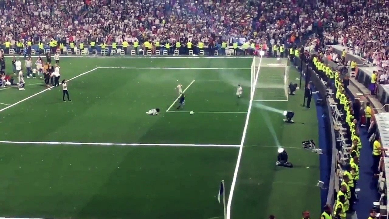 Cristiano Ronaldo Junior scores a goal on #Bernabeu