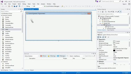 Hyperbolic Inverse Trigonometry Calculation on Visual Studio 2015 C/C++ - Part 1