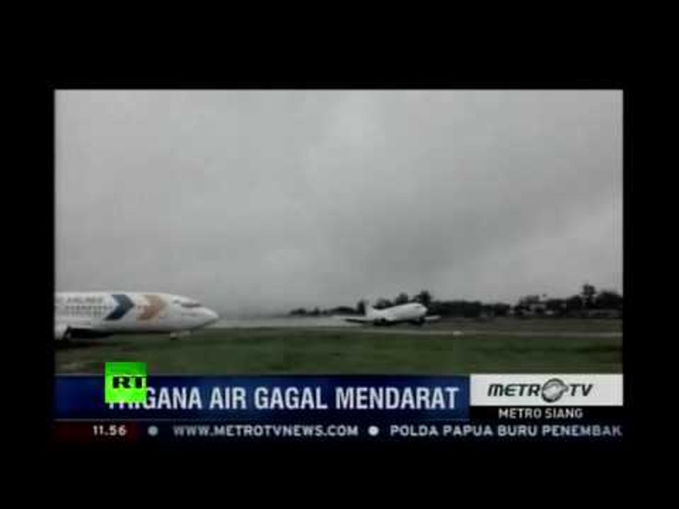 Plane slams into runway, skids for 1 kilometer during hard landing in Indonesia