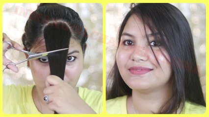 How to cut your own hair at home- Side swept bangs-INDIANGIRLCHANNEL TRISHA