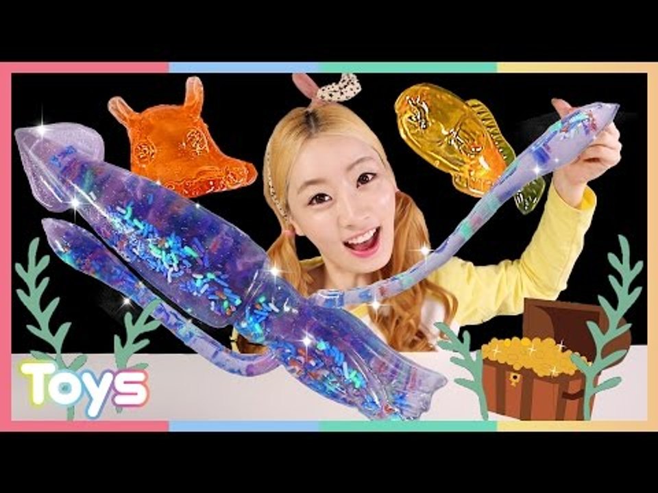 [엘리] 탱글탱글 무지개 대왕오징어 젤리 만들기 놀이 l 캐리와장난감친구들