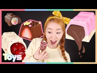 초콜릿 만들기 장난감으로 엘리의 다양한 초콜릿바 만들기 놀이 CarrieAndToys