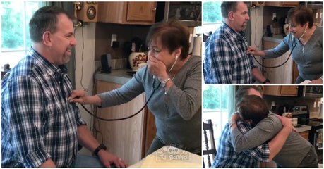 Senhora emociona-se ao ouvir o batimento do coração do filho falecido no corpo de outro homem