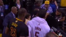 LeBron James Runs into FIGHT Between Cavs & Warriors Fans While Walking Off Court