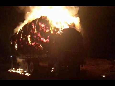 Amidst drought miscreants set lorry on fire which was carrying fodder for cattles
