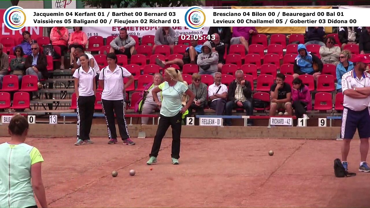 Seconde partie de poules M1 (seconde phase) et barrage F1 des Super 16 féminin et masculin, 105ème édition des Tournois Boulistes de Pentecôte, Sport Boules, Lyon 2017