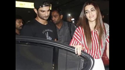Kriti Sanon and Sushant Singh Rajput at the airport