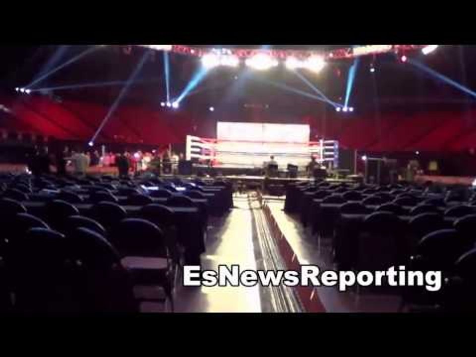 behind the scenes the ring & arena are ready for GGG vs Monrore - esnews boxing