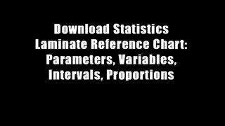 Download Statistics Laminate Reference Chart: Parameters, Variables, Intervals, Proportions