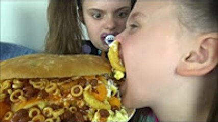 Giant Cheeseburger Challenge Messy Victoria Annabelle Freak Daddy Bad Babies Tas