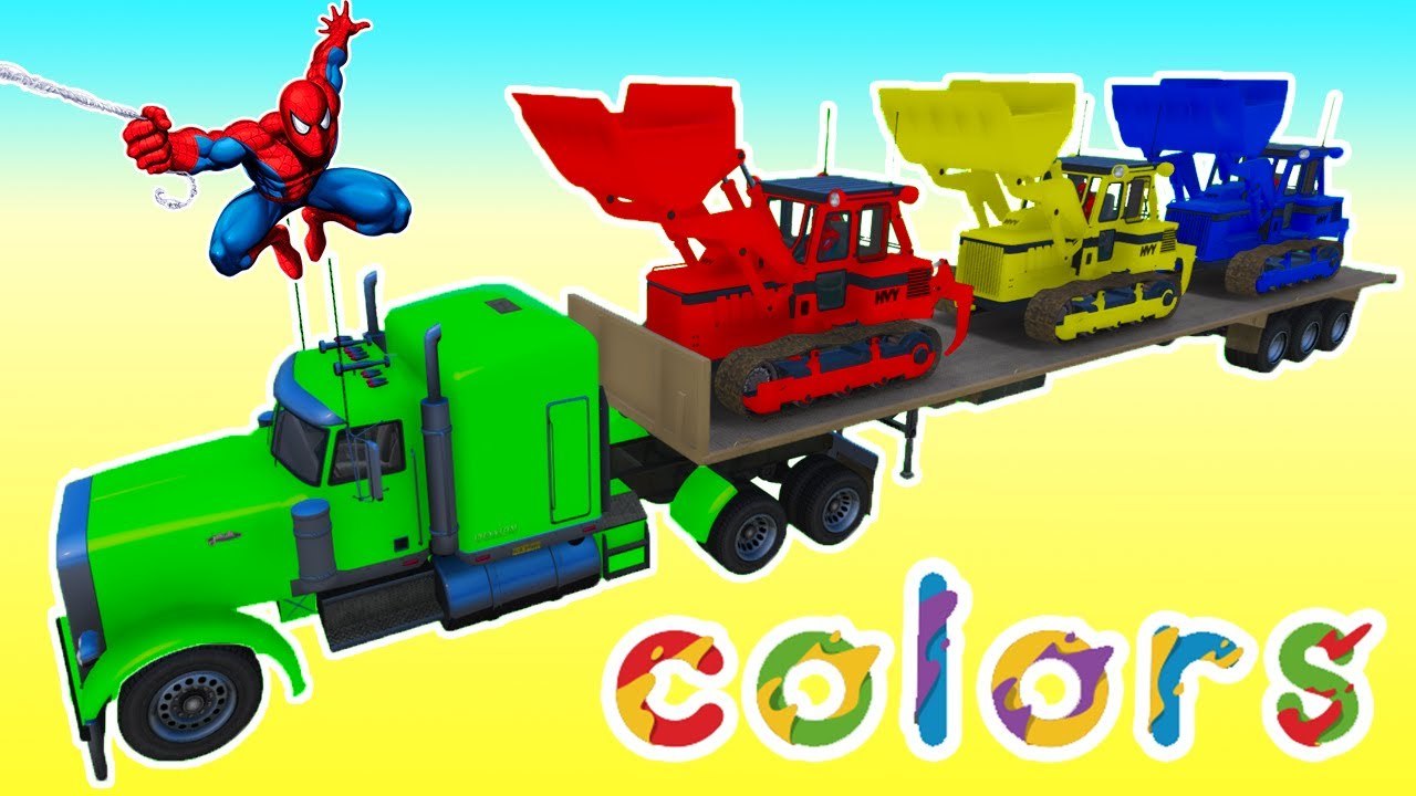 LEARN COLORS with Excavators & Cars Cartoon 3D Compilation w Animation for Babies and Kids!