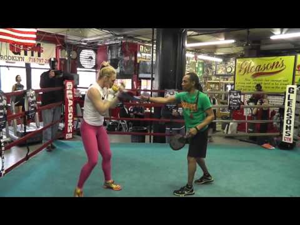 Heather Hardy shadow boxing at gleasons