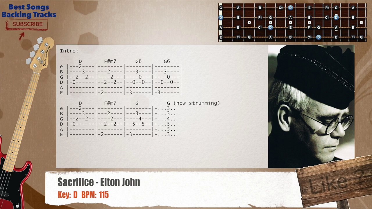 Sacrifice - Elton John Bass Backing Track with chords and lyrics