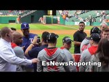 Canelo Alvarez and James Kirkland's Ceremonial First Pitch at stadium!