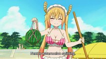 Kobayashi-san Chi no Maid Dragon - Kanna plays Watermelon splitting and Tohru's Mad Swimming Skill