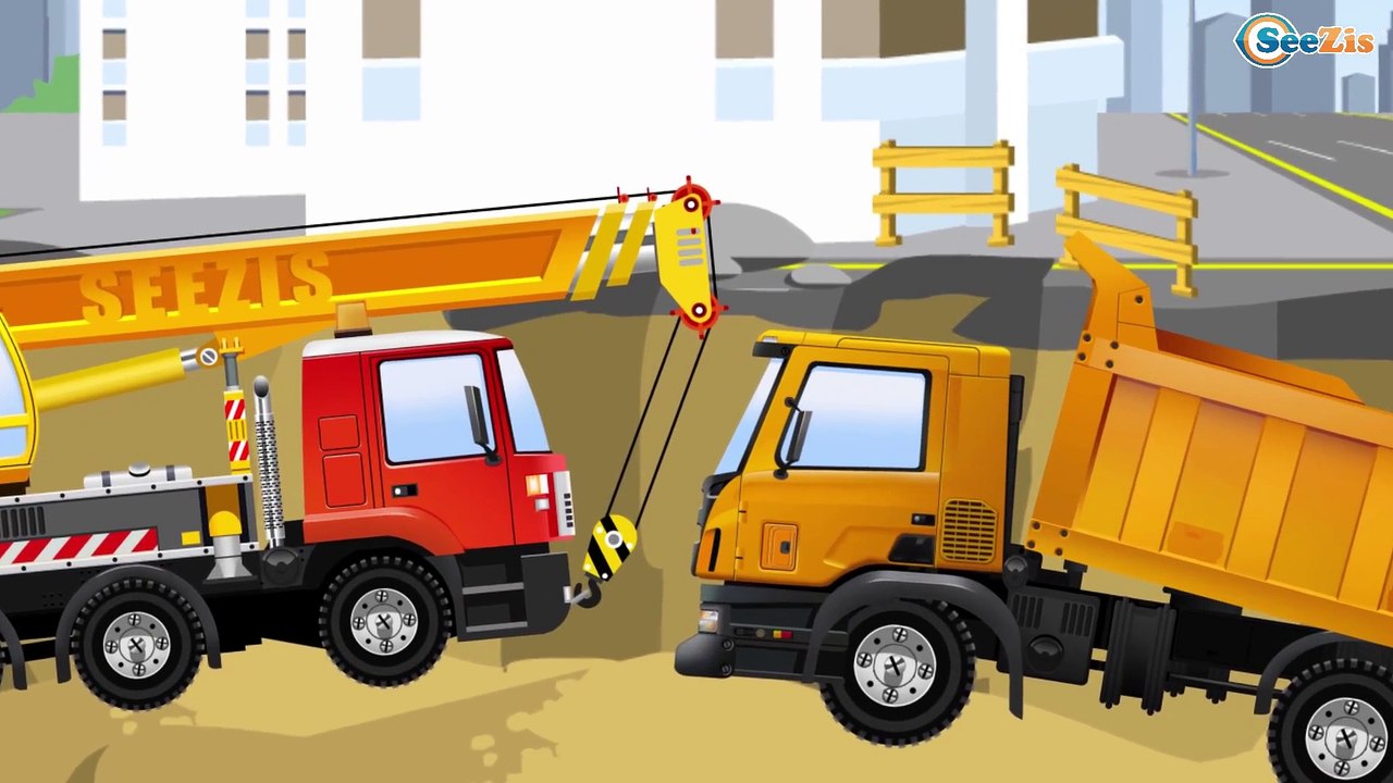 Giant Truck with Crane & JCB Excavator Car Surprise - Kids Cartoon Trucks for Children