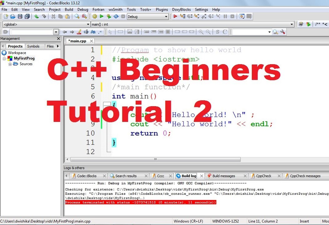 C++ Tutorial for Beginners 2 - Understanding C++ Program Structure
