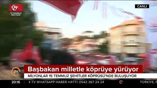 Başbakan Yıldırım vatandaşlarla kol kola 15 Temmuz Şehitler Köprüsüne yürüyor