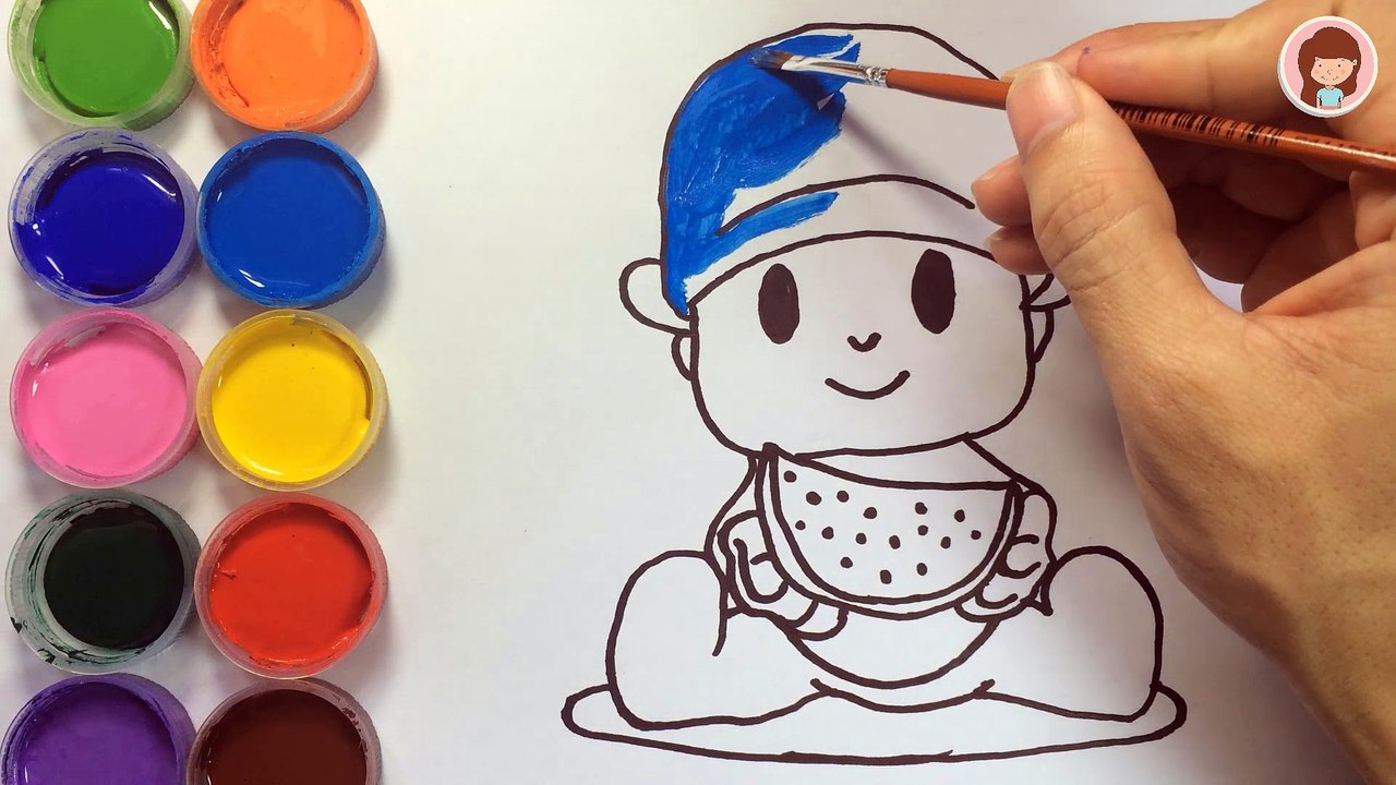 How to draw Pocoyo for kids | Drawing and Coloring | Learn Colors