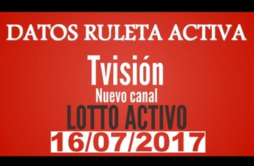 Ruleta Activa: datos para el día 16 Julio 2017
