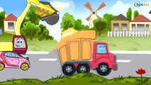 Carritos Para Niños. Un Camion Monstruo, Excavadora, Camión de Bomberos. Caricaturas de coches