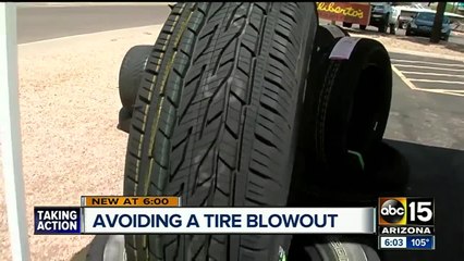 Shredded tires all over the highway in Arizona heat