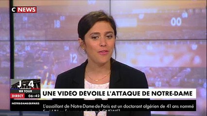 Video herunterladen: La chaîne CNews dévoile ce matin les images spectaculaires de l'attaque du policier à Notre Dame de Paris